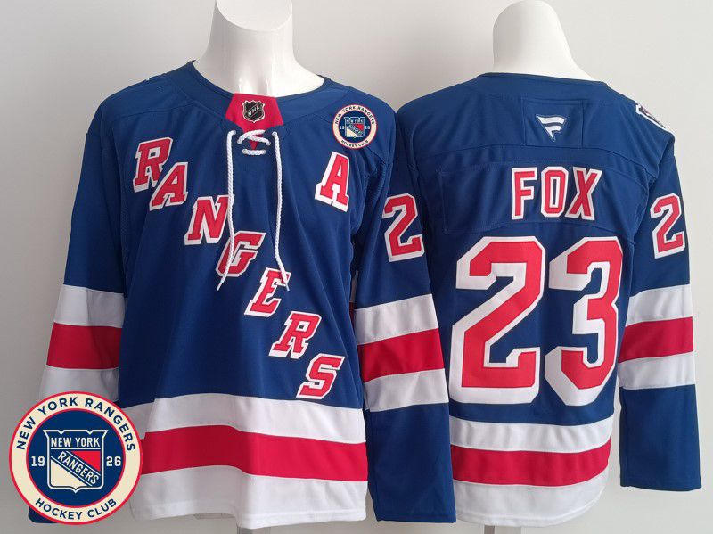 Men New York Rangers #23 Fox Blue 2025 Fanatics Home Premium NHL Jersey style 3->new york rangers->NHL Jersey